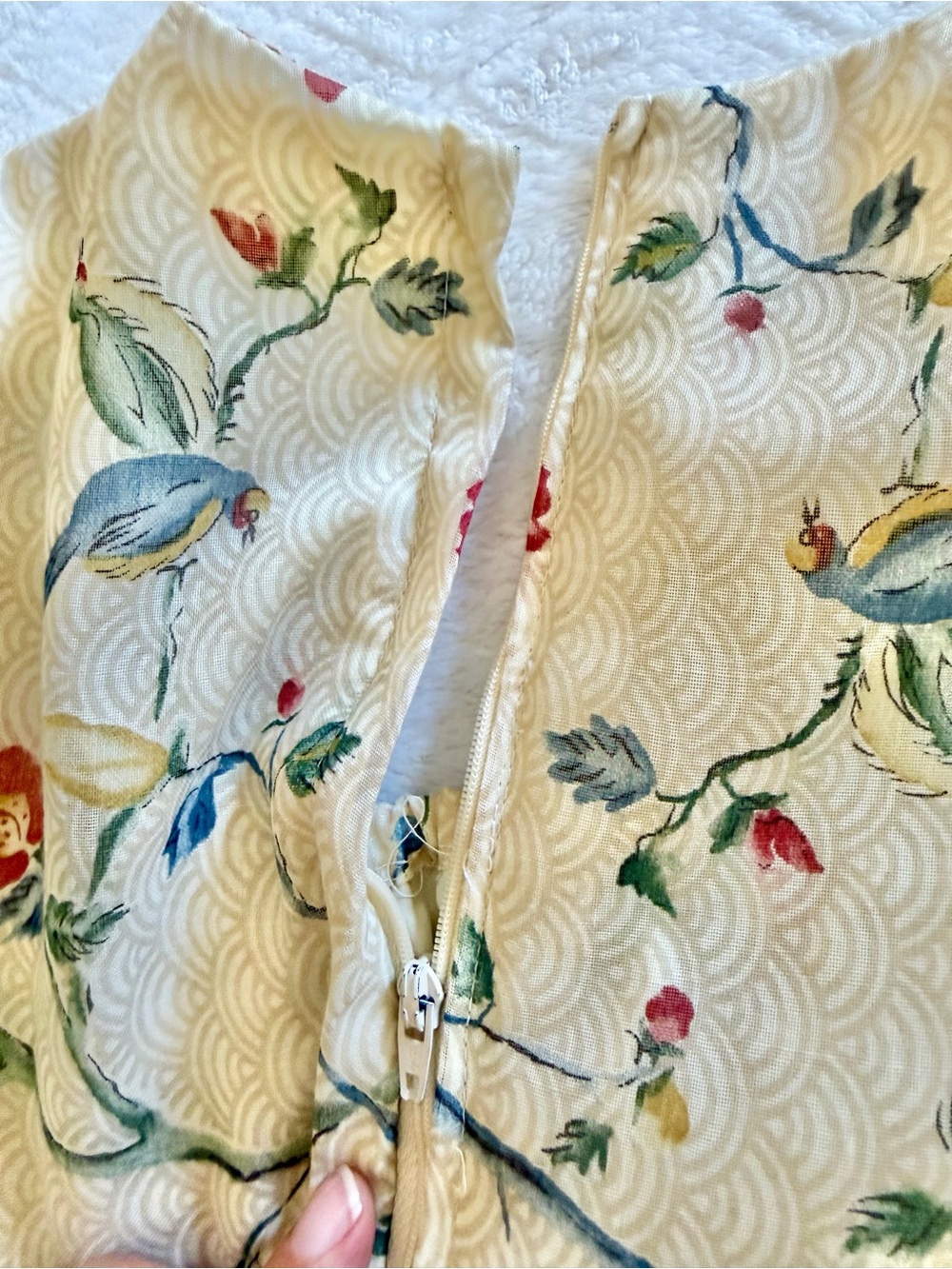 Gunne Sax Vintage 1970’s Ivory Floral Bird Print Maxi Prairie Dress Size 9 - Picture 8 of 16